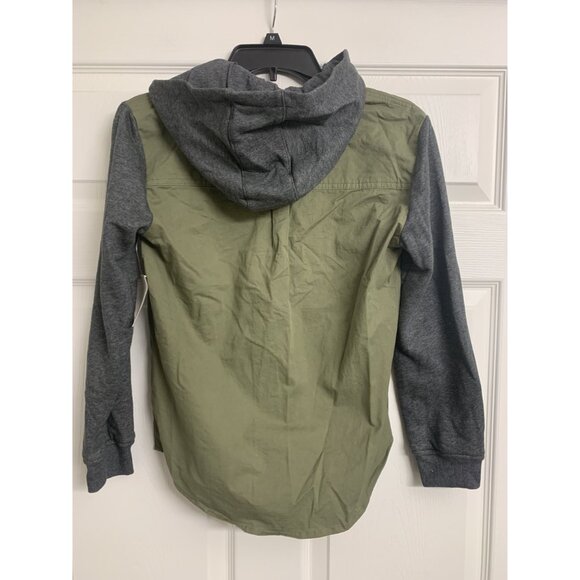 NWT Hudson Boys Hooded Cotton Hybrid Shirt M Casual Style 2 Front Pockets - Picture 3 of 9